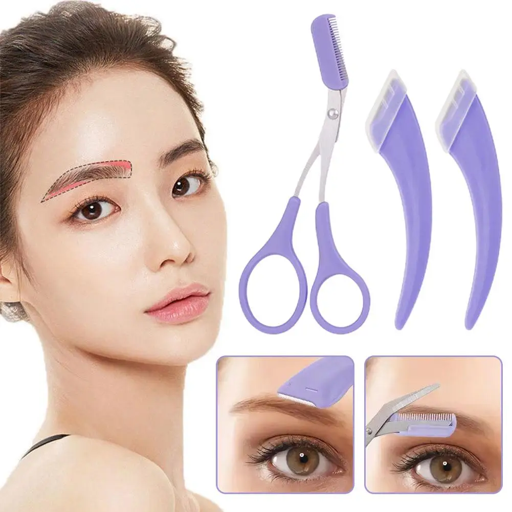 

Eyebrow Trimming Knife Eyebrow Face Razor For Women Professional Eyebrow Scissors With Comb Brow Trimmer Accessories V0J1