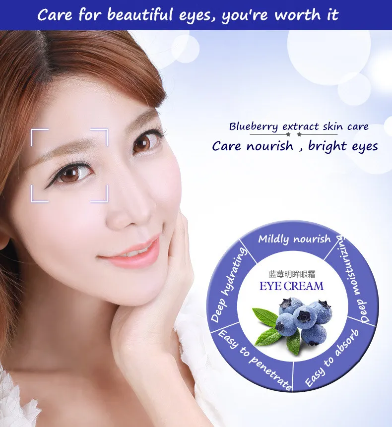 Bioaqua Blueberry Eyes Cream Firming Anti Puffiness Dark Circles Under Eye Remover Moisturizing Eyes Skin Care Products