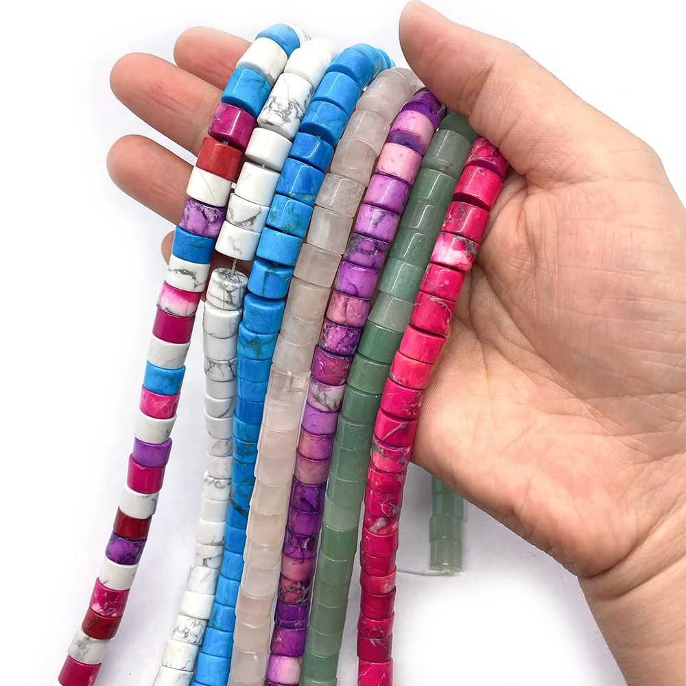 

Natural Stone Beads Cylindrical Quartz Howlite Turquoise Aventurine Beads for Jewelry Making DIY Bracelets Earrings Necklace