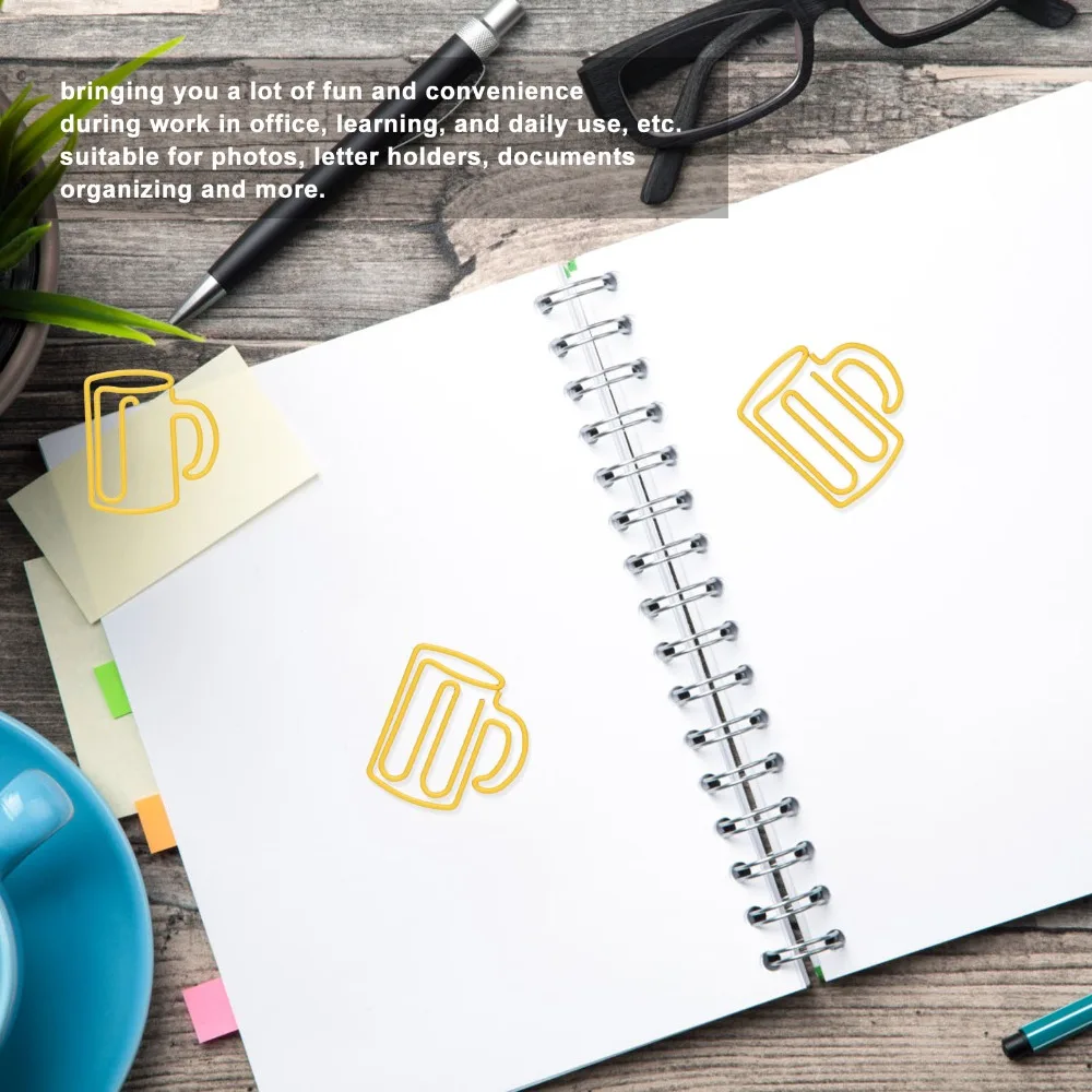 100Pcs 노란색 귀여운 종이 클립 플라스틱 코팅 금속 27*24mm 종이 클립 경량 소형 사무실 클립 사무용품