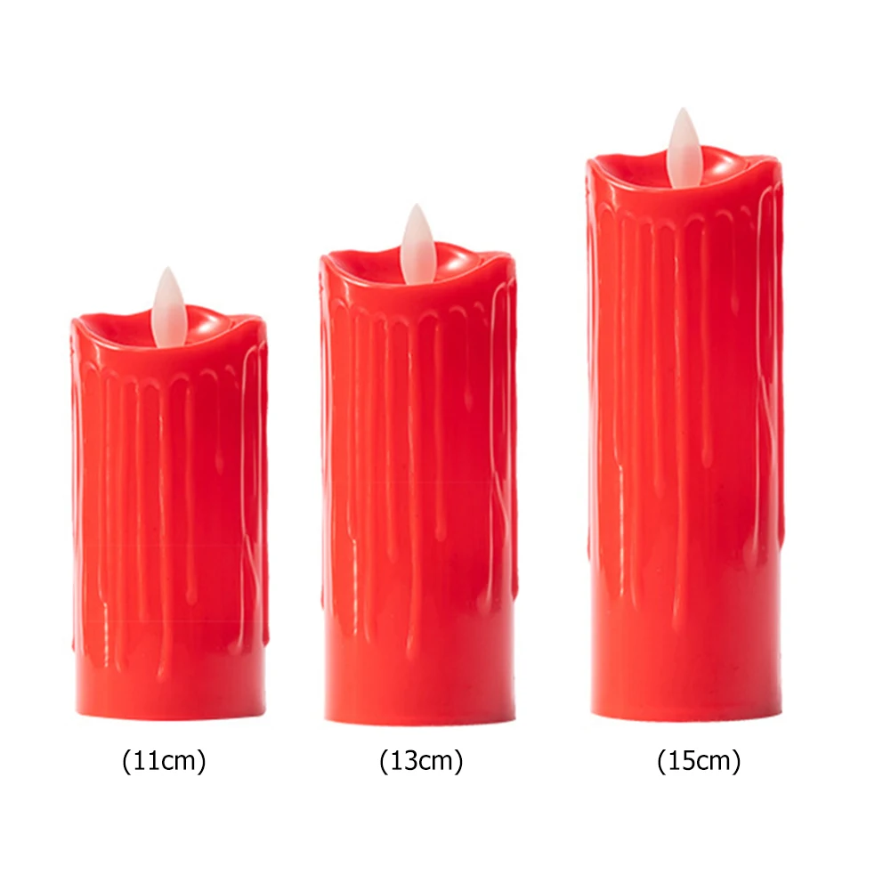 11/13/15CM Flameless Candles Light LED Electronic Red Artificial Candle Battery Powered Home Party Festival Halloween Decoration