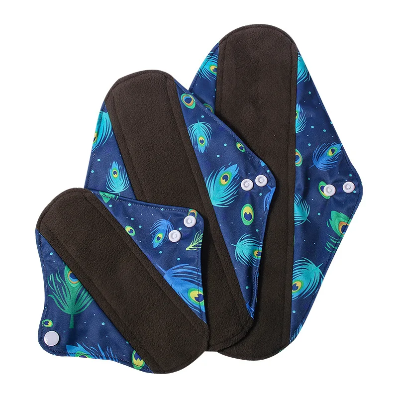 3PCS Natural Bamboo Charcoal Menstrual pads Reusable Teenager Sanitary Towel 18/25/30CM Super Absorbent Ecological Sanitary Pads