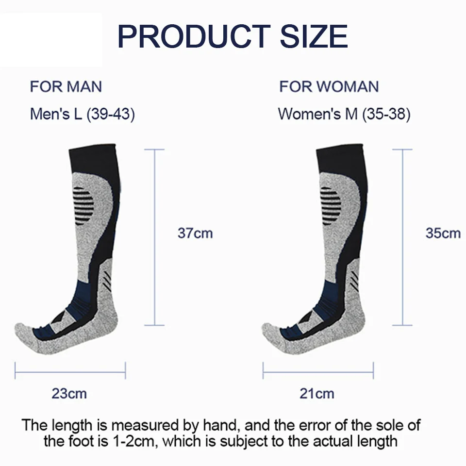 KoKossi Winter Mountaineering Skiing Socks Soft Thickening Heightening Breathable Men Women Towel Bottom Socks Long Tube Outdoor