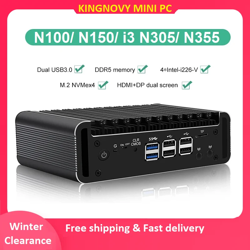 Solid Fanless Mini PC Intel Core 3 N355 N305 8 Core N150 DDR5