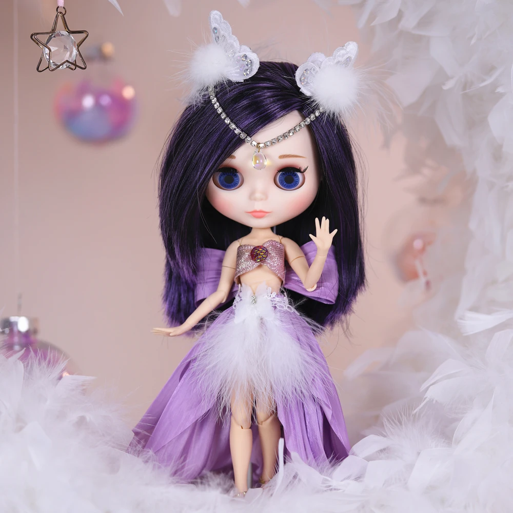 

DBS dress for Blyth Doll ICY Licca Outfit Purple Fairytale Dress Lace Anime Doll Clothes