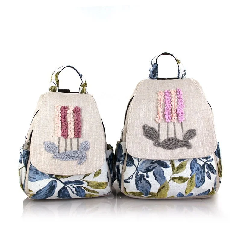 GAGACIA Chinese National Style Women Backpack Simple Weave Travel Canvas Backpacks Vintage Zipper Large Capacity Schoolbag Girl
