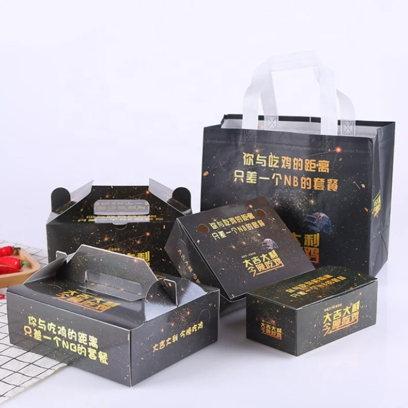 Custom  Custom pattern Disposable takeaway portable paper lunch box paper Portable Fast Food food boxes takeaway packaging