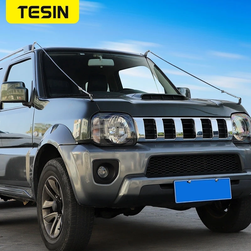 TESIN 자동차 엔진 후드 장애물 제거 로프 림 라이저 보호대 키트, 스즈키 짐니 2007-2011/2012-2017 용 외부 액세서리