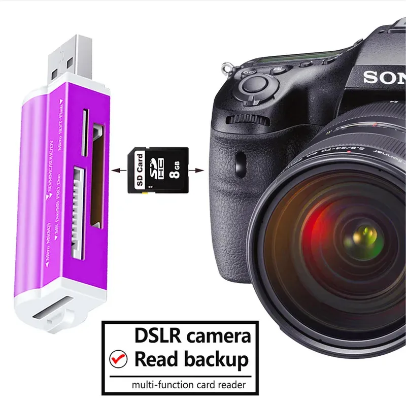 4 in 1 Micro SD Card Reader Memory Stick Pro Micro SD/T-Flash/M2/MS Flash USB Memory Card Reader for SD Adapter