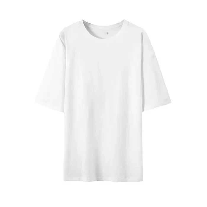 White 300g heavy cotton short-sleeved T-shirt