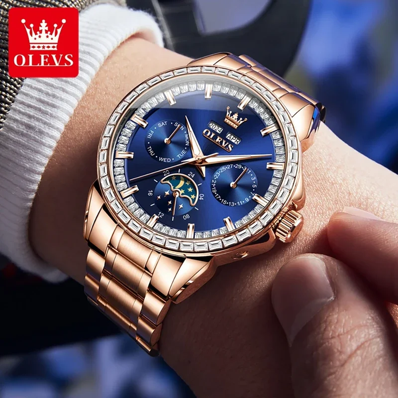 OLEVS 6695 ساعات رجالية جديدة كاملة متعددة الوظائف...