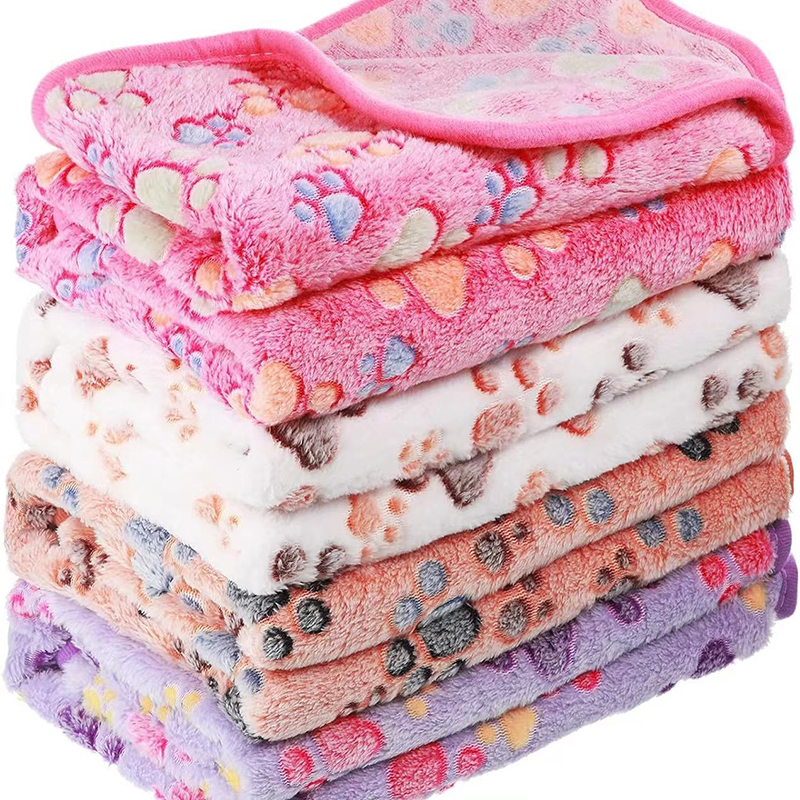 Soft Flannel Fleece Cat Dog Blanket Bed Mats Paw Foot Print Warm Pet Blanket Sleeping Beds Cover Mat For Dogs Cats Pets supplies