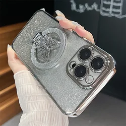 Realme Plating Butterfly Holder Silicone Phone Case for Realme C53 (Silver)