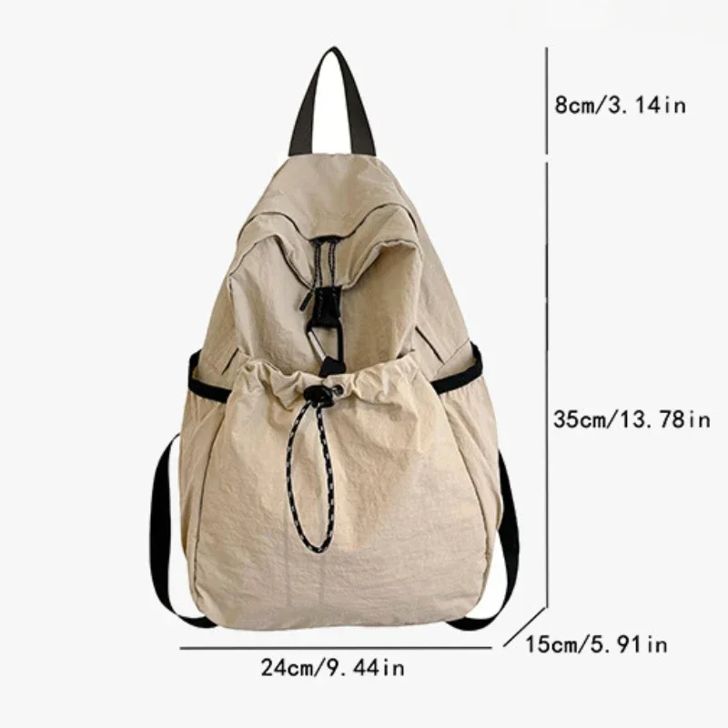 Junior High School Student Schoolbag Women 2026 New Backpack Cloth Bag Casual Fashion Pleat High-Grade Backpack Women