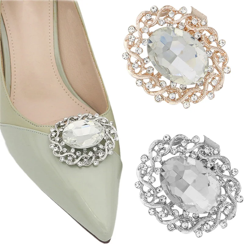 

2 Pcs Fashion Rhinestone Shoe Clips Detachable Vine Ring Shoe Accessories High Heel Shoe Embellishment for Women Wedding Party