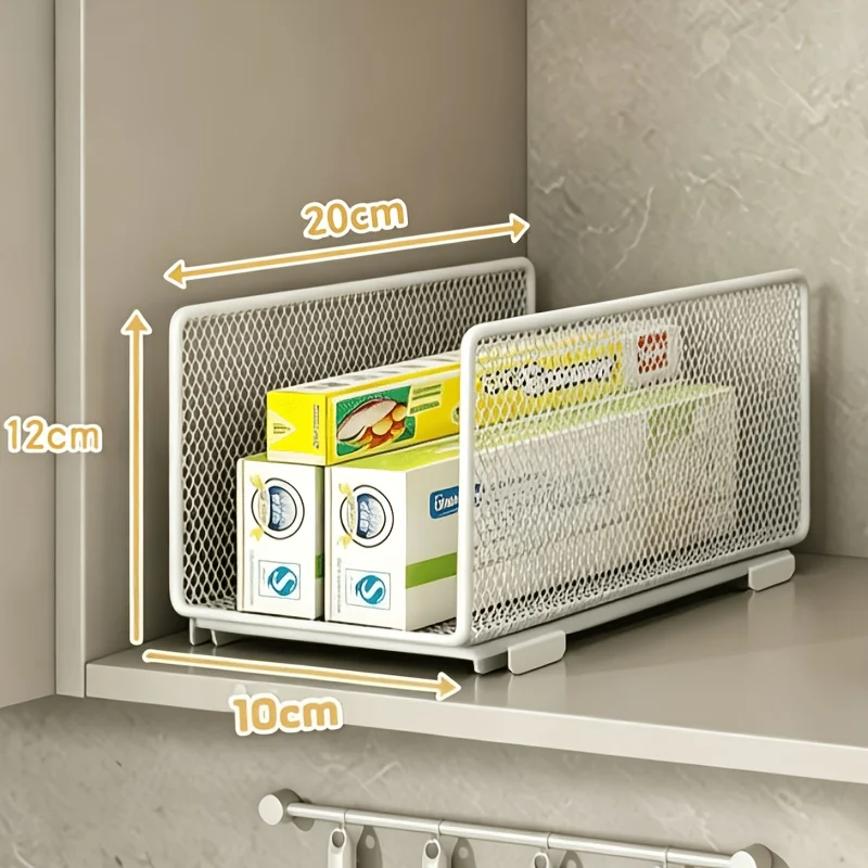 Cestini Impilabili per Organizzazione Cucina, Porta Rotoli di Carta, Pellicola Alimentare e Barattoli di Spezie, Scaffali per Armadietti Domestici - immagine 3