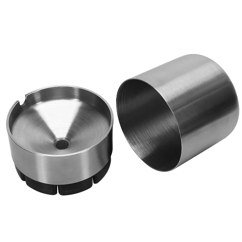Windproof Desktop Ashtray portable ashtray cigarettes ashtray stainless steel ashtray metal ashtray Driver Detachable Car Ashtray Lid Smokeless Stainless Steel Smoking Accessories