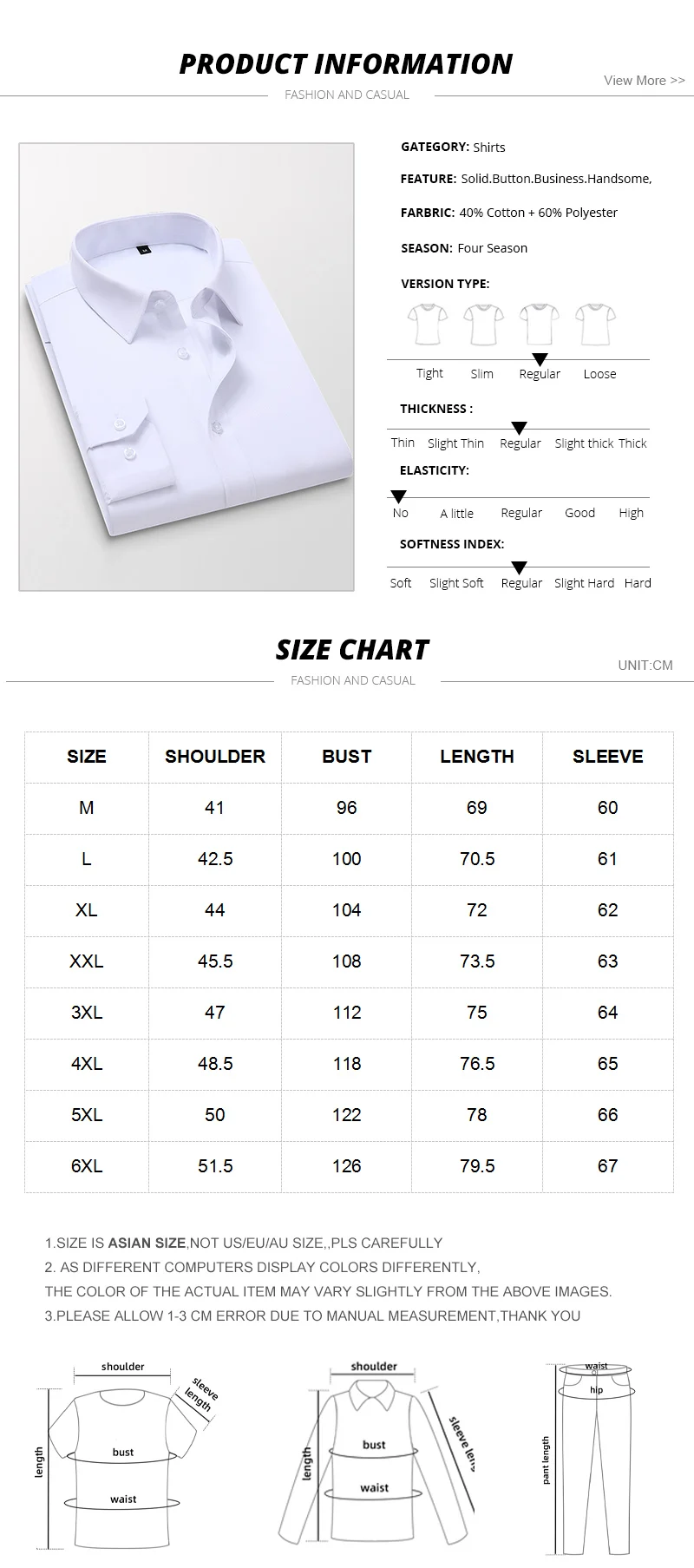 Men's Dress Shirts,Solid Long Sleeve Regular Fit Formal Business Shirt |  eBay