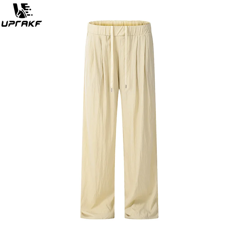 UPRAKF Straight-leg Trousers Comfort Casual Autumn Pantalones Solid Color Loose Korean Fashion