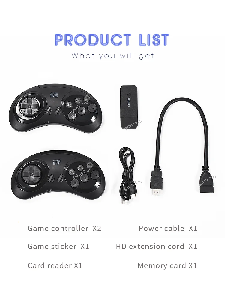 DATA FROG USB Wireless Handheld TV Video Game Console Build In 1900 Games 4k HDMI-Compatible Retro Game Console for SEGA/FC/GBA