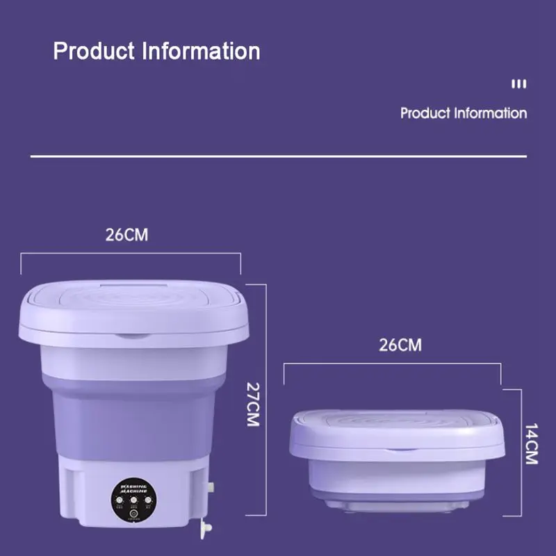 8L Mini Foldable Washing Machine Household Clothes Socks Underwear Cleaning Washer Travel Washing Machine With Spinning Dry 3