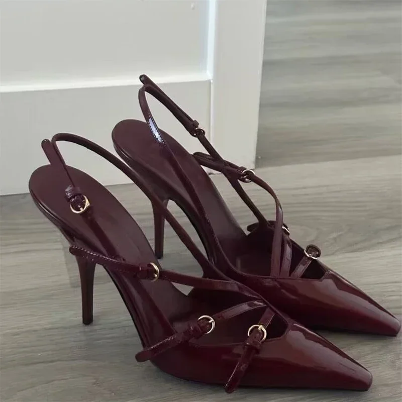 New Design Sexy Pointed Toe Sandals Women High Heels Shoes Designer New Party Dress Slippers Summer 2024 Fashion Pumps