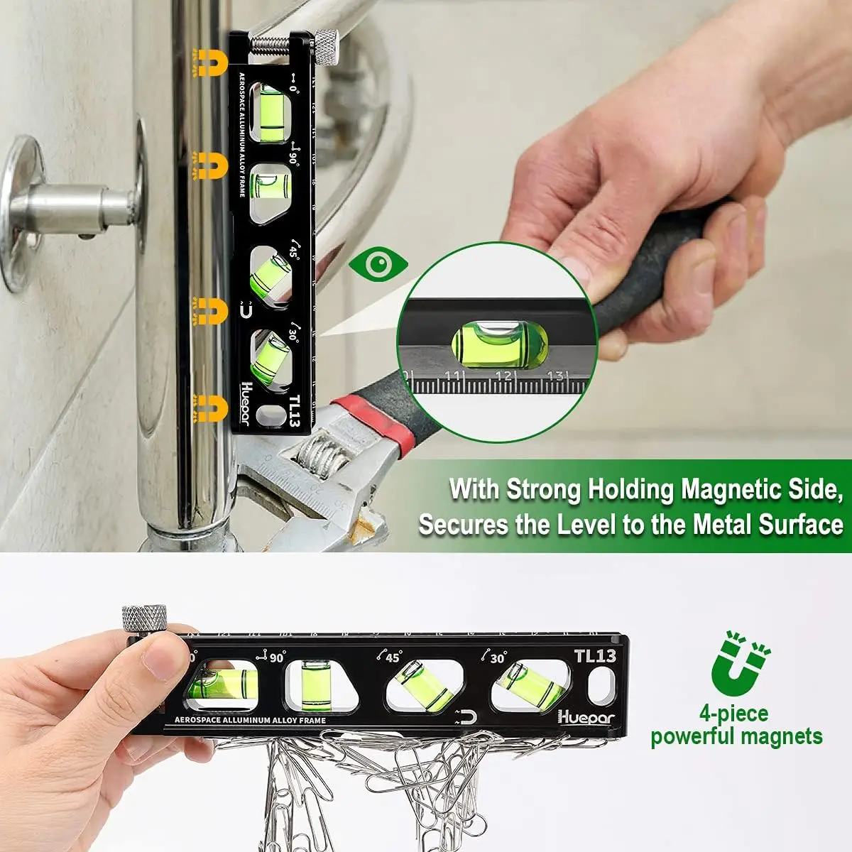 Angle Finder Magnetic Leveling Ruler With Level Bubble V-Groove & Magnetic Trac