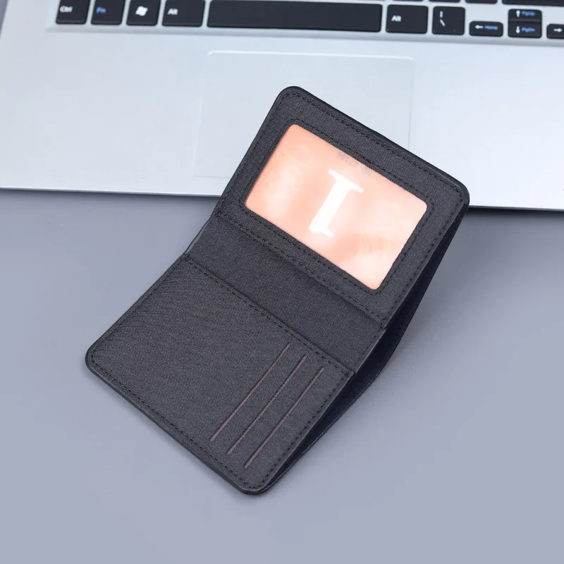 Simple Multi-layer Folding Card Case Canvas Credit Card ID Holder Retro Bifold Small Wallet Vertical Short Wallet for Men 4