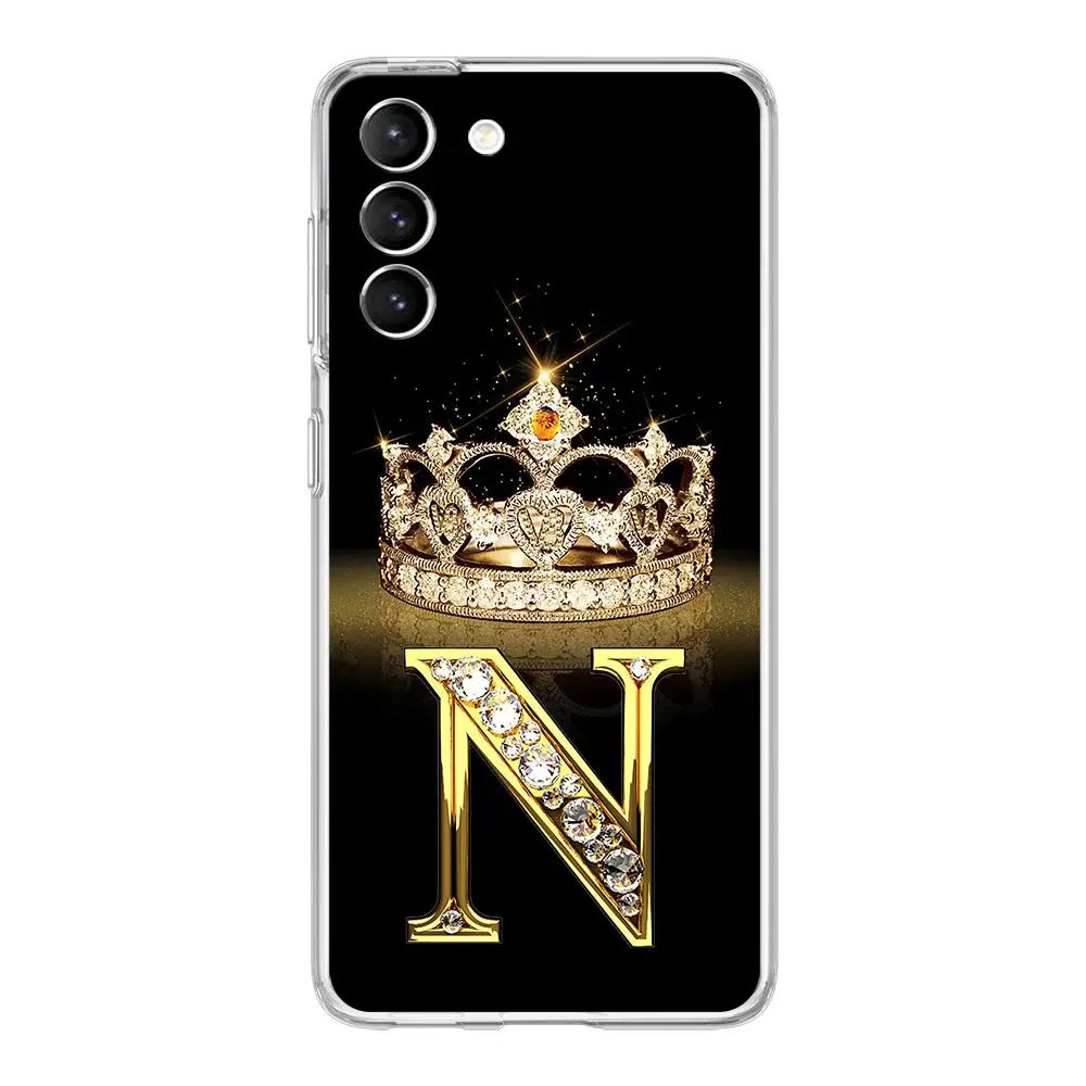 Diamond Crown Letter Phone Case - Soft Clear Cover with 26 Letter Options