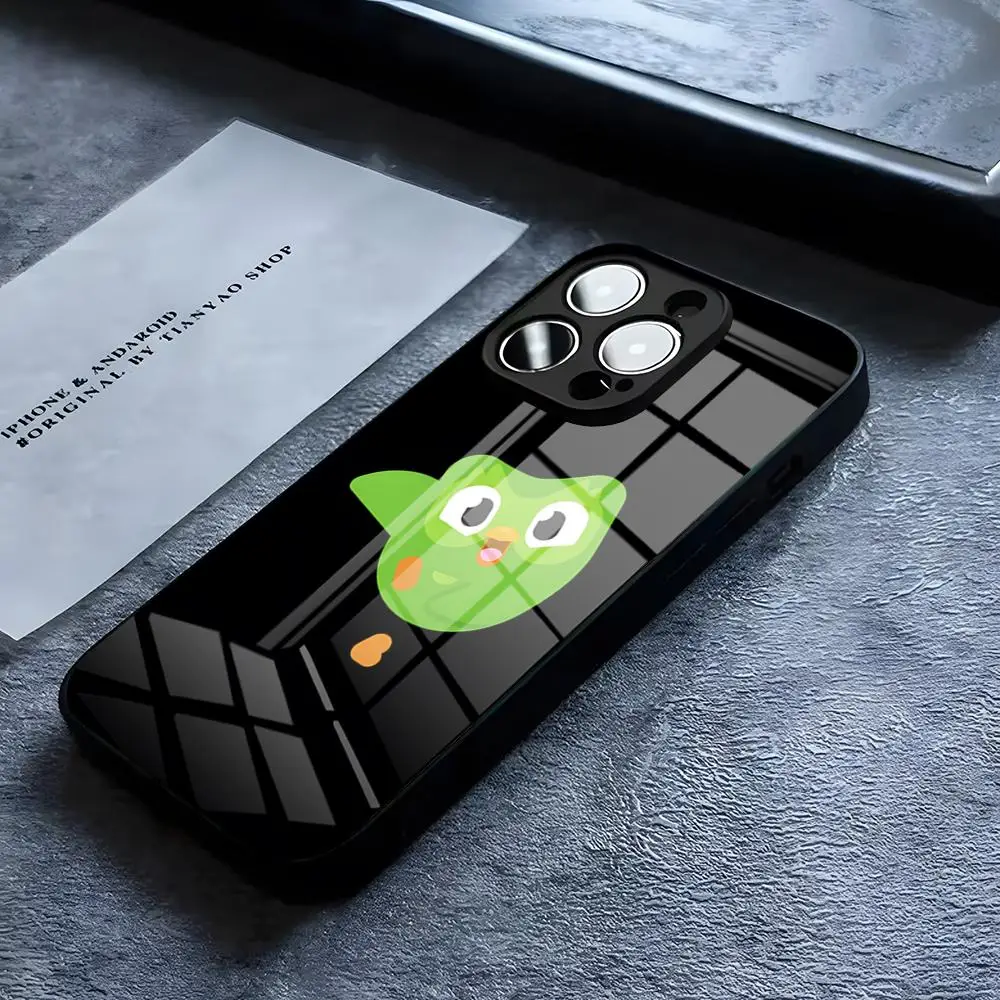 Elegant Duolingo Owl Glass Phone Case - Luxury Design Cover