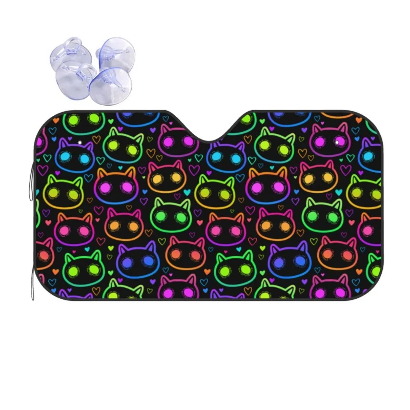 

Neon Y2k Cartoon Cat Windshield Sunshade Car Accessories for Men Women Car Sun Protector Car Sunshade 130x70cm/140x76cm
