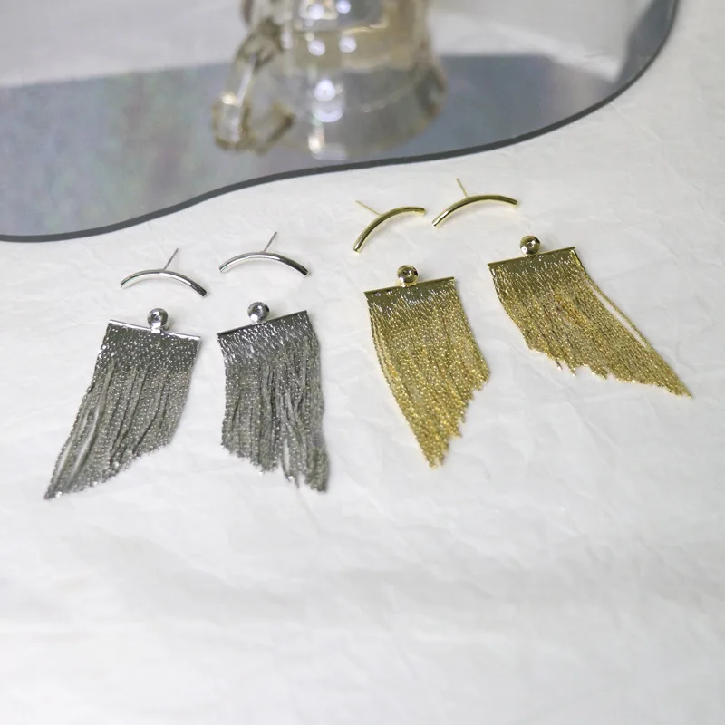 Earrings Long Gold Color Tassel Earrings for Women Wedding Daily Pendant Jewelry Gift