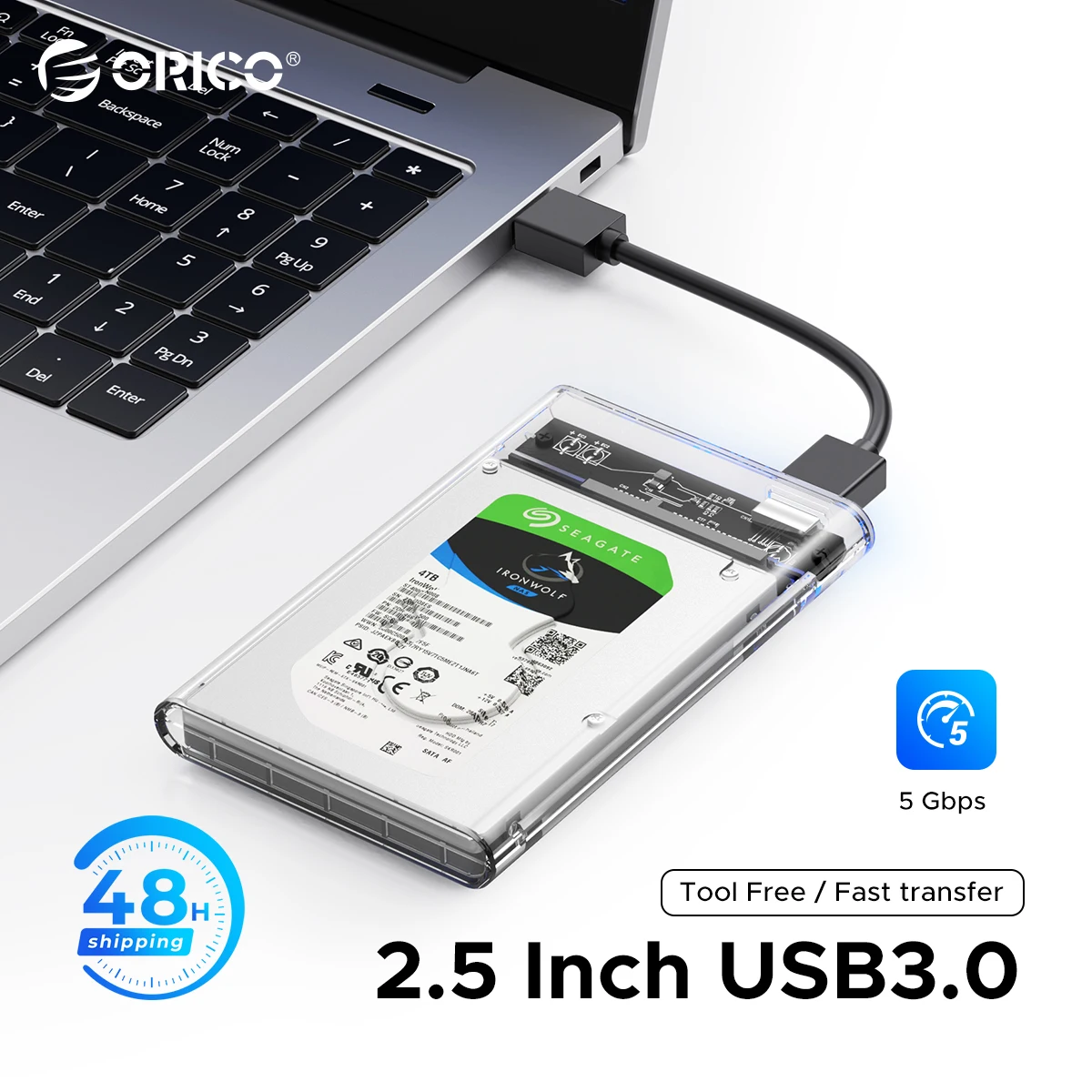 External Hard Drive Case Ssd Enclosure External Hard Drive Box Hard Disk Case Hard Drive Enclosure Hdd Case Enclosure ORICO 2.5'' Transparent HDD Case SATA to USB 3.1 Gen2 10Gbps External Hard Drive Case HDD Enclosure SSD Disk Support UASP