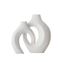 European Style White Plastic Vase Set Simple Creative Home Decor for Living Room Entryway TV Cabinet 6