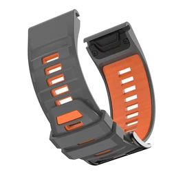 Premium Sport Silicone Watch Band - Quickfit Strap Bracelet, 22mm/26mm - QuickFit 22mm (B - Dark Gray Orange)