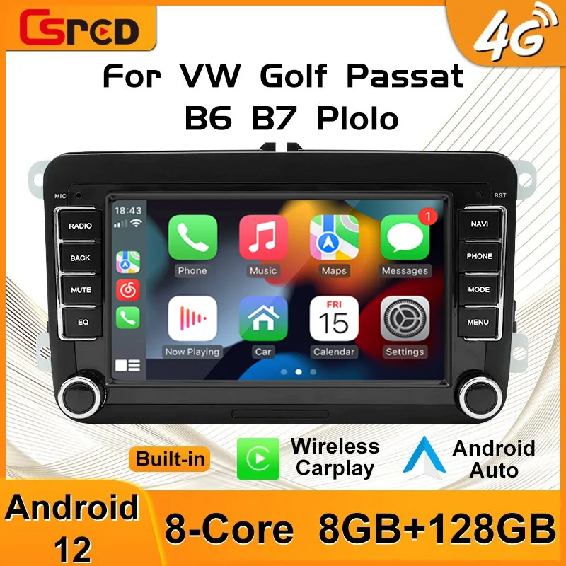 Csred 4G Sim Android 12 Autoradio Per Volkswagen Vw Passat Touran Tiguan Seat Jetta Golf Car Multimedia Player Navigazione Gps