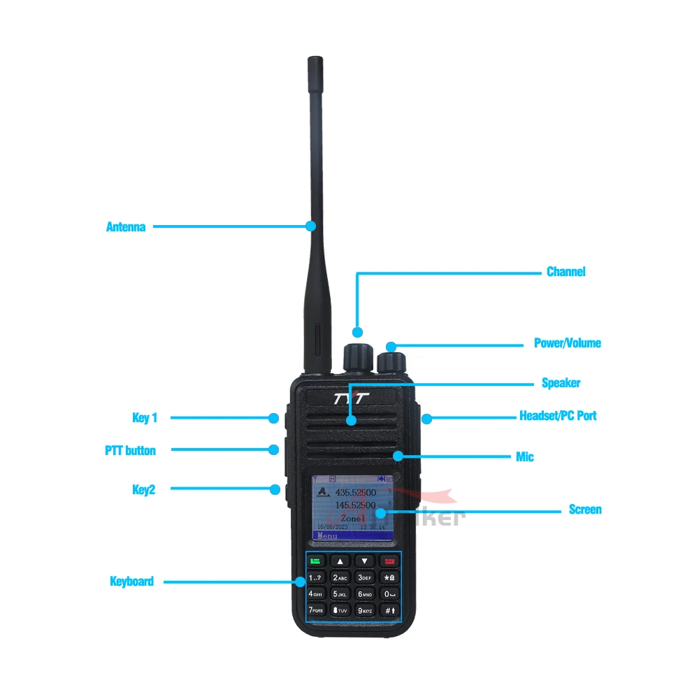 TYT MD-UV390 GPS IP67 Waterproof Dual Band 5W DMR Handheld Two Way Radio For Business Use In Store, Tourism, Entertainment - Foto 10