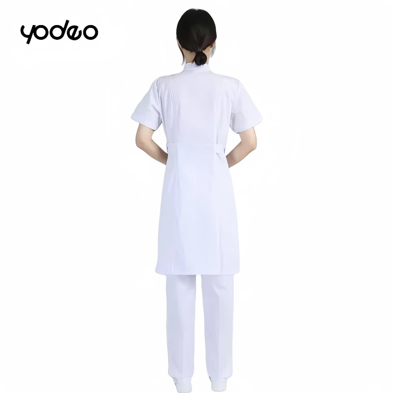 White lab coat short/long sleeved female doctor uniform cotton laboratory uniform suit pharmacy beauty salon workwear