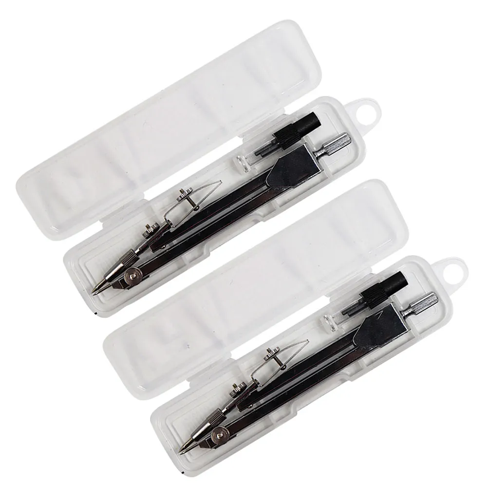 2Pcs 나침반 그리기용 나침반 학생들을 위한 강력한 녹 방지 그리기 도구 학교 용품 수학 디자인 제도 도구