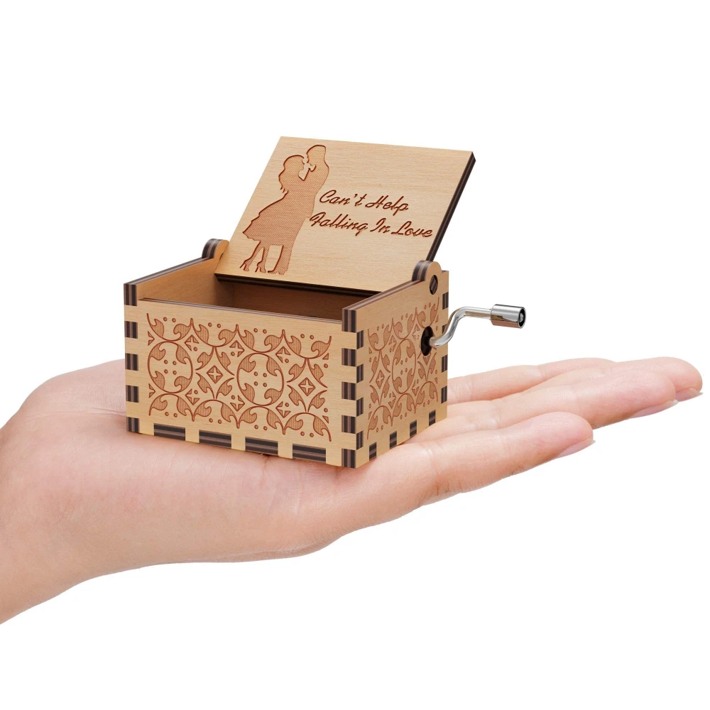 1PCS Wooden Music Box Personalized Music Box Hand-Cranked Antique Music Box Gifts For Wife Home Decoration 6