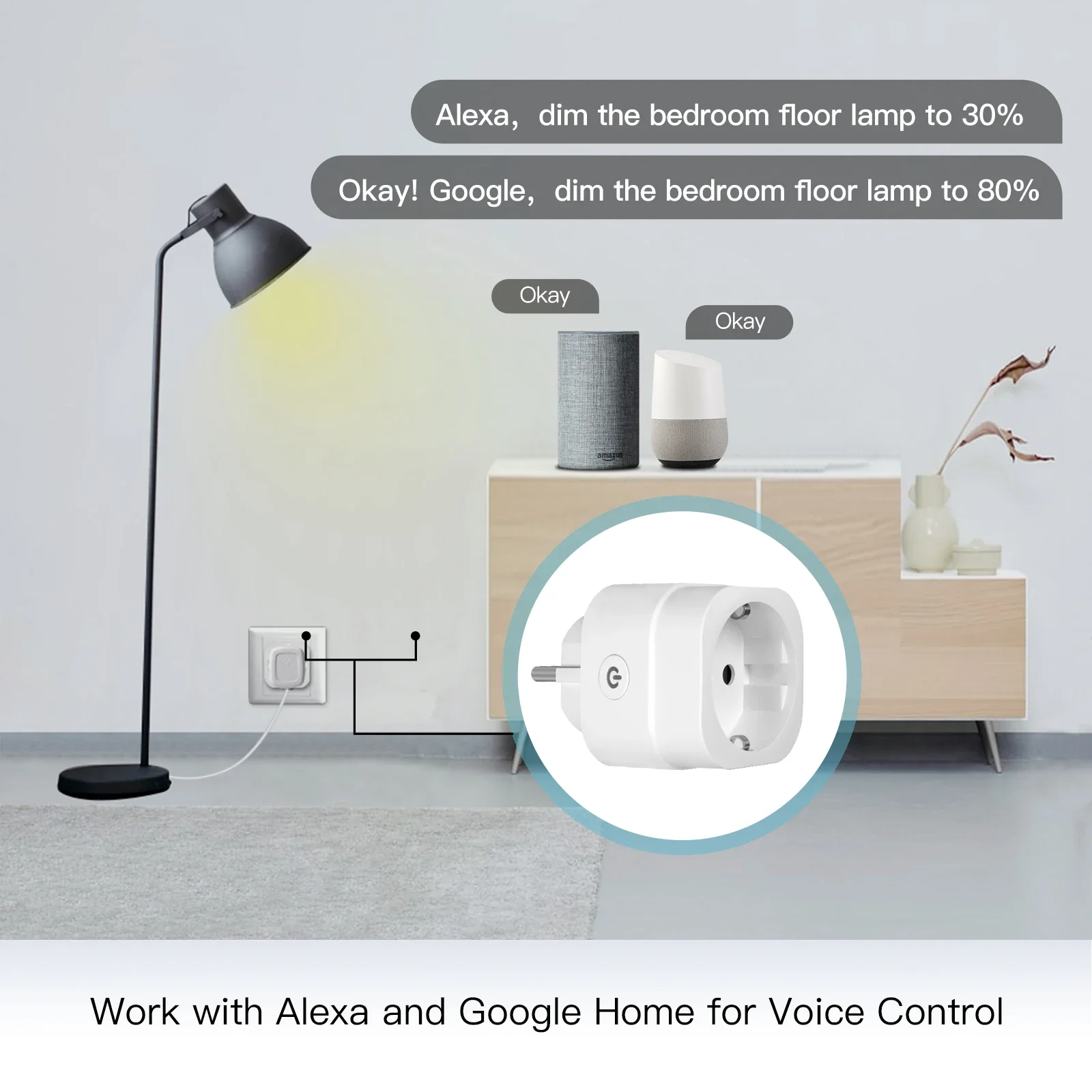 Moes-wifi Tomada Inteligente Temporizador de Ajuste de Brilho Aplicativo Tuya Smart Life Controle de Voz Amazon Alexa Google ue Reino Unido Eua - Image 3