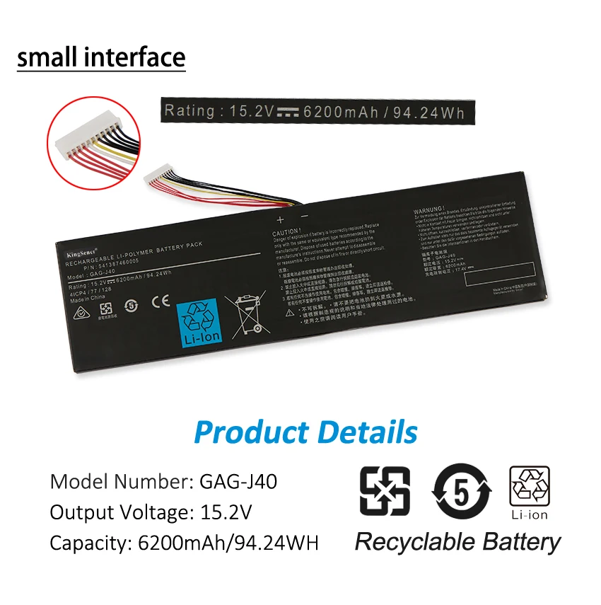 Bateria do Portátil de Kingsener Gag-j40 para Gigabyte Aorus x7 dt v7 v8 v6 Aero 15 14 v7 14-w-cf2 15x15w 14-p64wv6 P64wv7-de325tb - Imagem 2