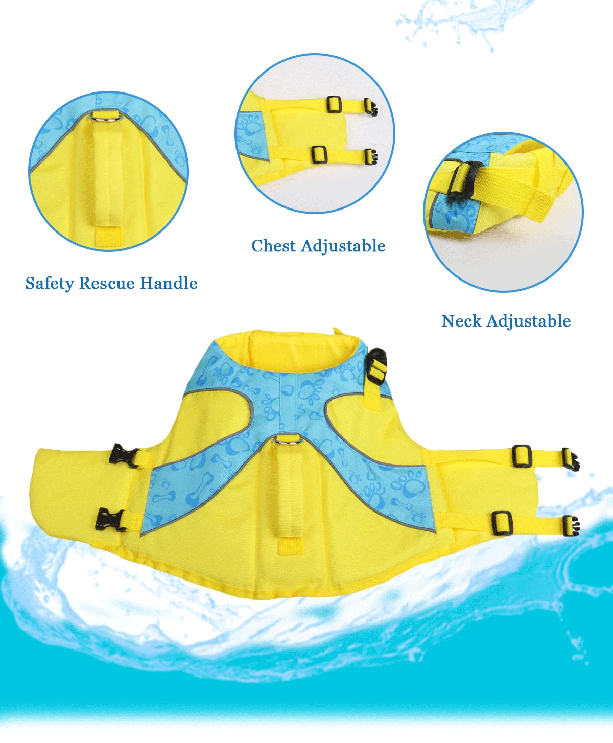 DogMEGA Reflective Life Jacket for Chubby Dog