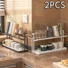 Stainless Steel 2-Tier Bottle Drying Rack with Drain Tray - Space Saving Kitchen Cup Storage Rack for Mugs, Jugs and Accessories