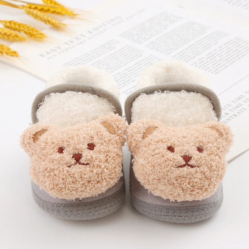 Baby Winter Shoes, Cartoon Bear Soft Sole Non-Slip First Walking Shoes Flats Toddler Shoes For Girls Boys