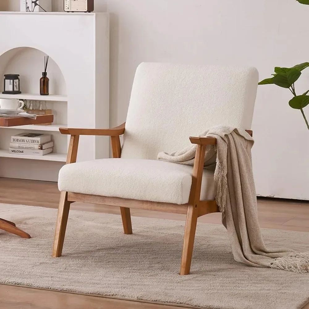 

Accent Chair Upholstered Teddy Fleece Fabric Single Sofa Armchair for Living Room, Bedroom Accent Chair