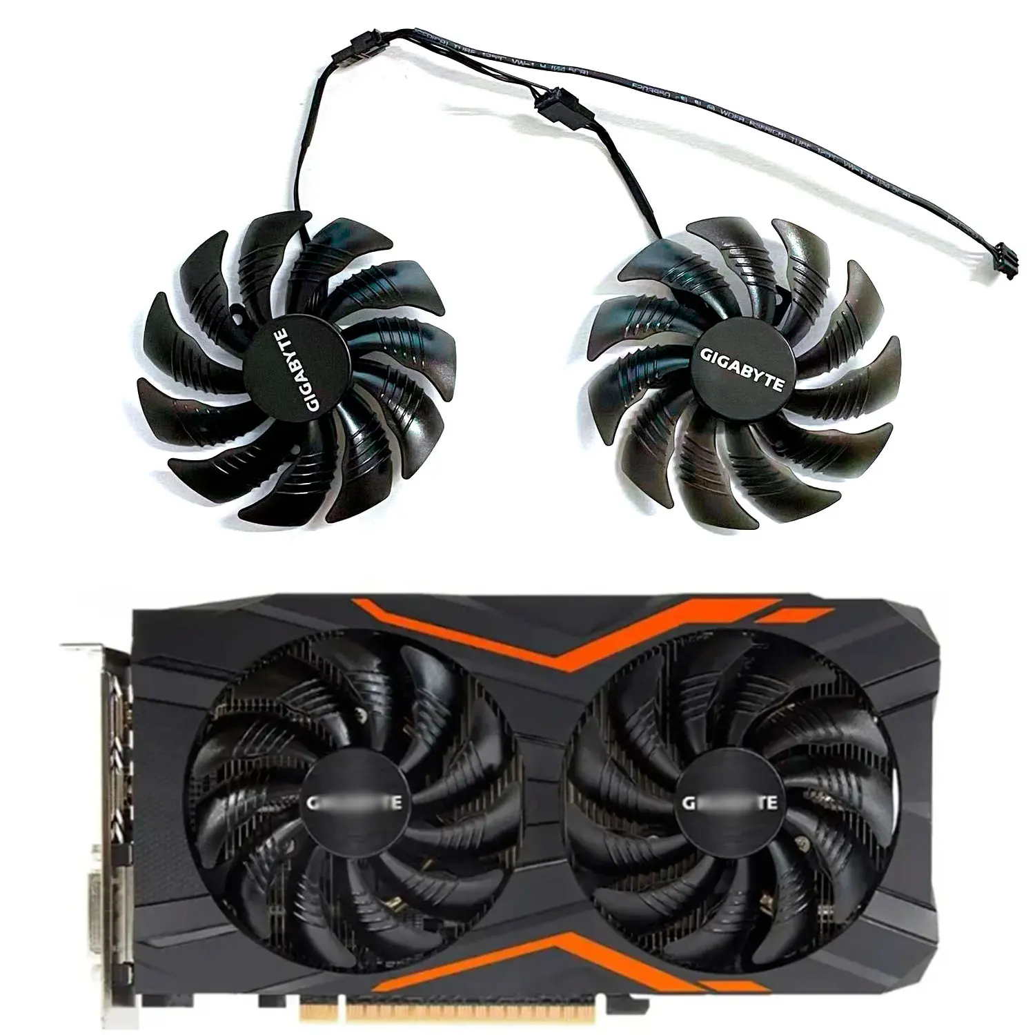 Кулер для видеокарты Gigabyte GeForce GTX1060 1070 GTX 1050ti GTX 960 RX570 RX470, 88 мм