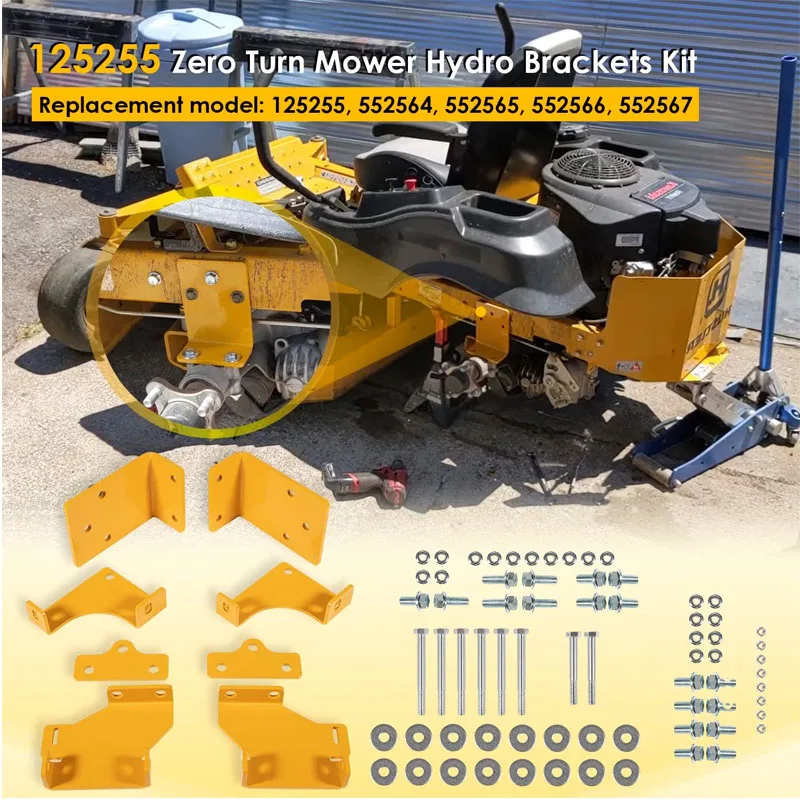 125255 Hydro Transmission Brackets Kit for Zero Turn Mower Hustler Raptor SD SDX Mower Replace 552564, 552565, 552566, 552567