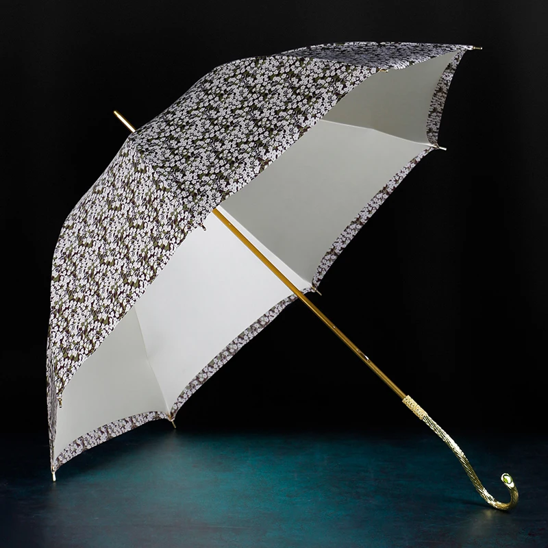 Umbrella Floral Long Handle Umbrella Ten Thousand Handle Double-Layer Light Luxury Straight Retro Exquisite Double