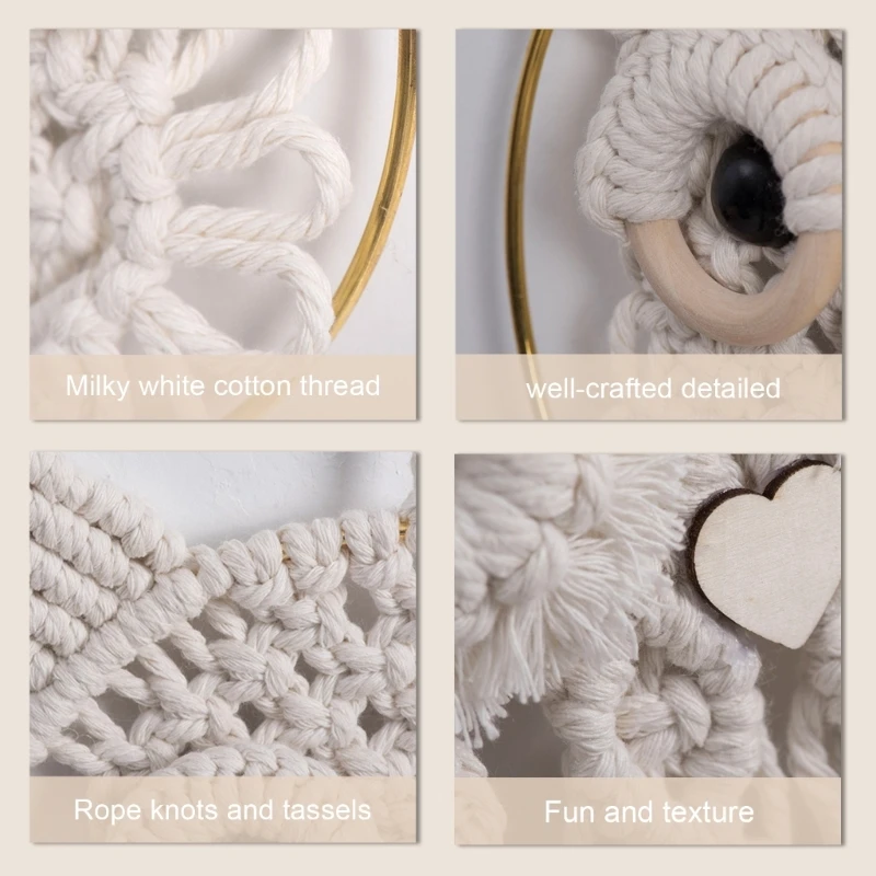 Handmade Cotton Thread Wall Hangings Decorations Wovened Owl Macrames Wall Hangings Pendants Ornament 5